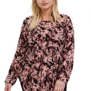 Torrid Womens Size 3X Tie Dye Babydoll Gauze  Keyhole Front Tunic